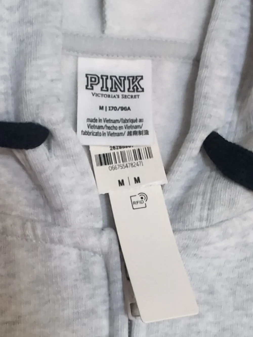 NWT PINK Victoria's Secret Light Gray Hoodie & Joggers Set Pastel Logo Medium - Picture 4 of 10